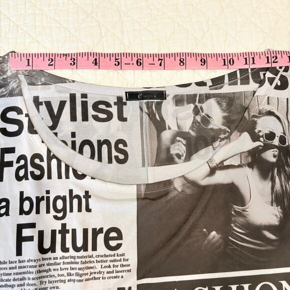 VINTAGE C'EST MOI Tabloid Subliminal Tunic Sz2X Metropolitan Androgynous Edgy - Picture 10 of 10